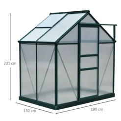 Gewächshaus Aluminium Treibhaus mit Dachfenster 190 x 132 x 201 cm