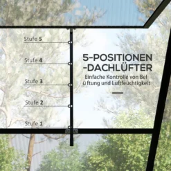 Gewächshaus Aluminium 131 x 192 x 203cm Treibhaus 2,51m² Tomatenhaus mit Fenster