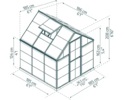 Gewächshaus Harmony 6x8 Alu Grau 185x247cm