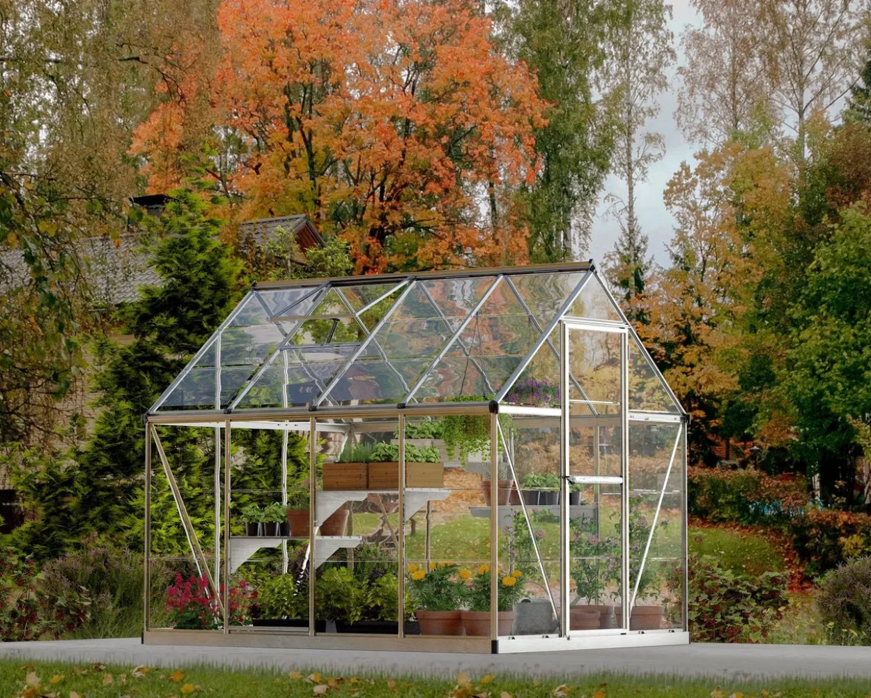 Gewächshaus Harmony 6x8 Alu Silber 185x247cm