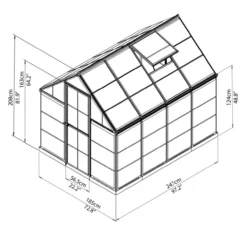Gewächshaus Harmony 6x8 Alu Silber 185x247cm