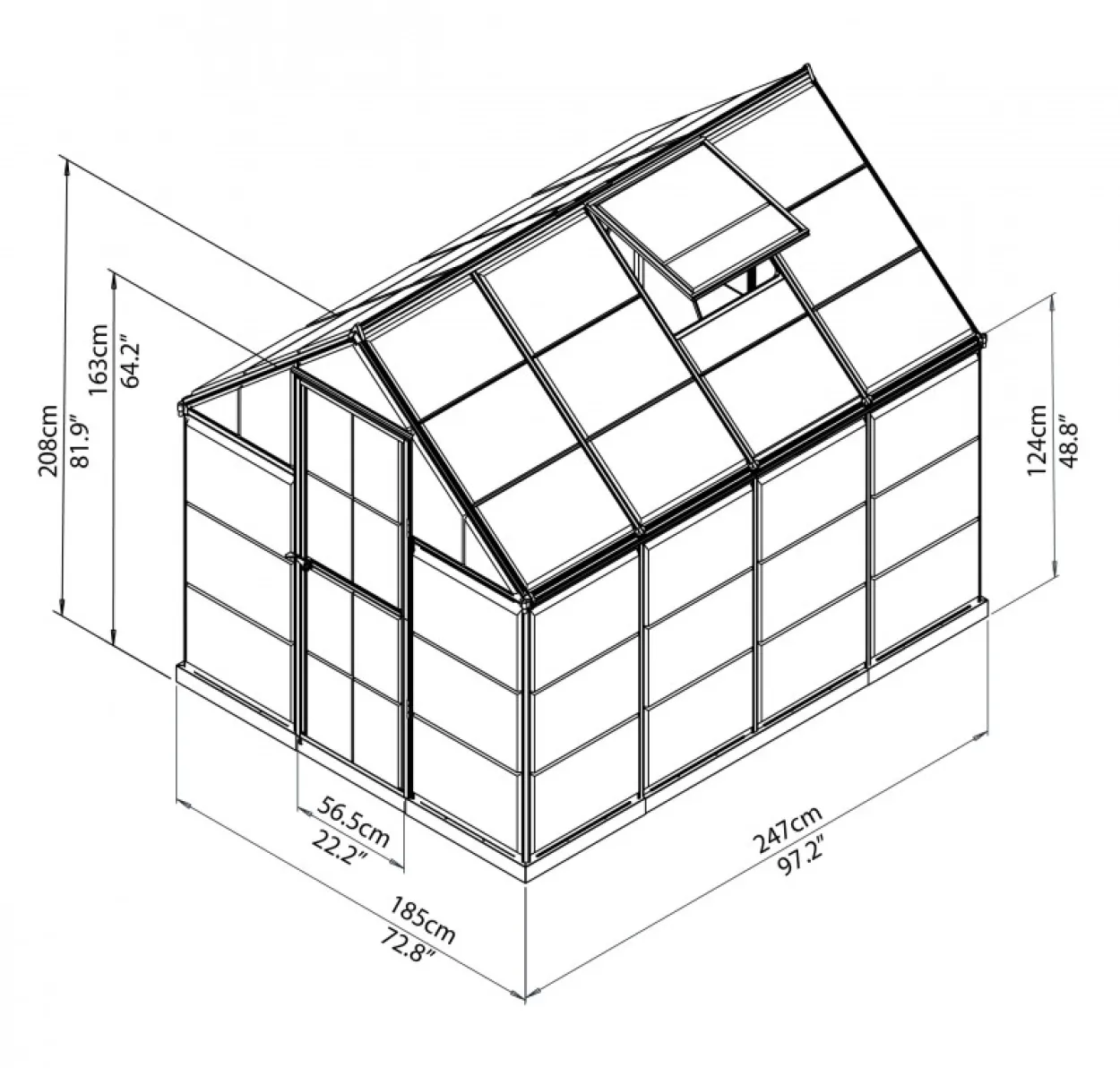 Gewächshaus Harmony 6x8 Alu Silber 185x247cm