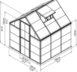 Gewächshaus Harmony 6x6 Alu Silber 185x186cm