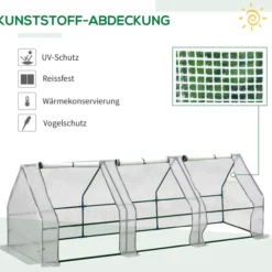 Gewächshaus Treibhaus Tomatenhaus Frühbeet 270 x 90 x 90 cm Weiß