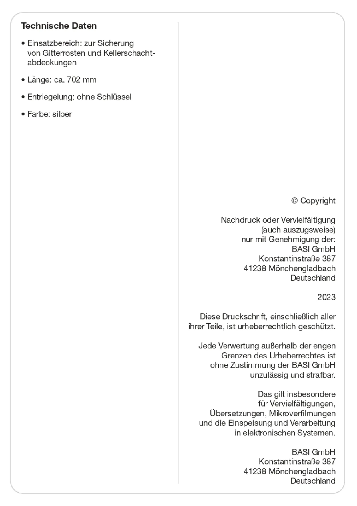 Gitterrostsicherung - GS 100