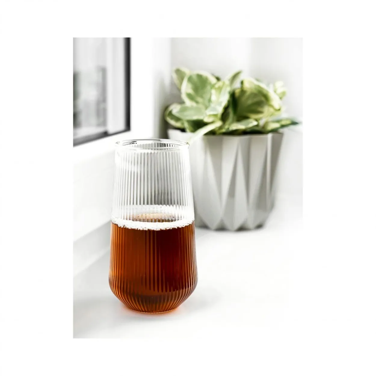 Glas Set Stripe Riffel Longdrink-Glas, Glas, Hitzebeständig 500ml