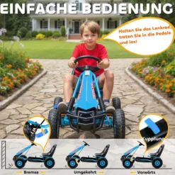 Gokart, Tretauto mit Handbremse, verstellbarem Sitz, Vor- und Rückwärtsgang