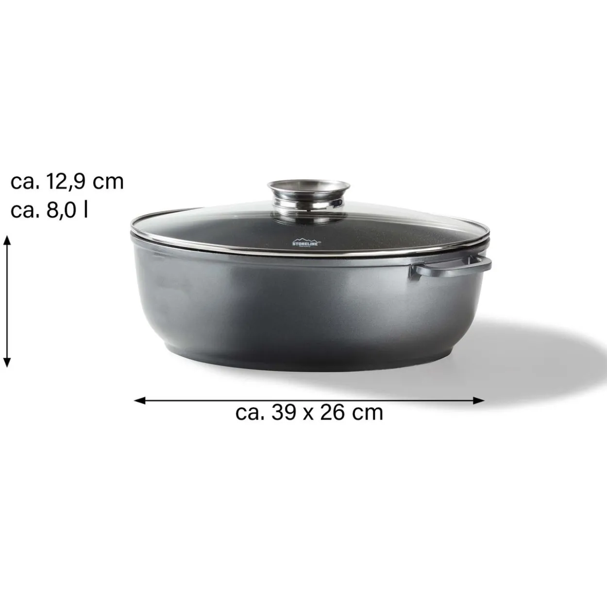 Gourmet Bräter oval mit Aroma-Glasdeckel