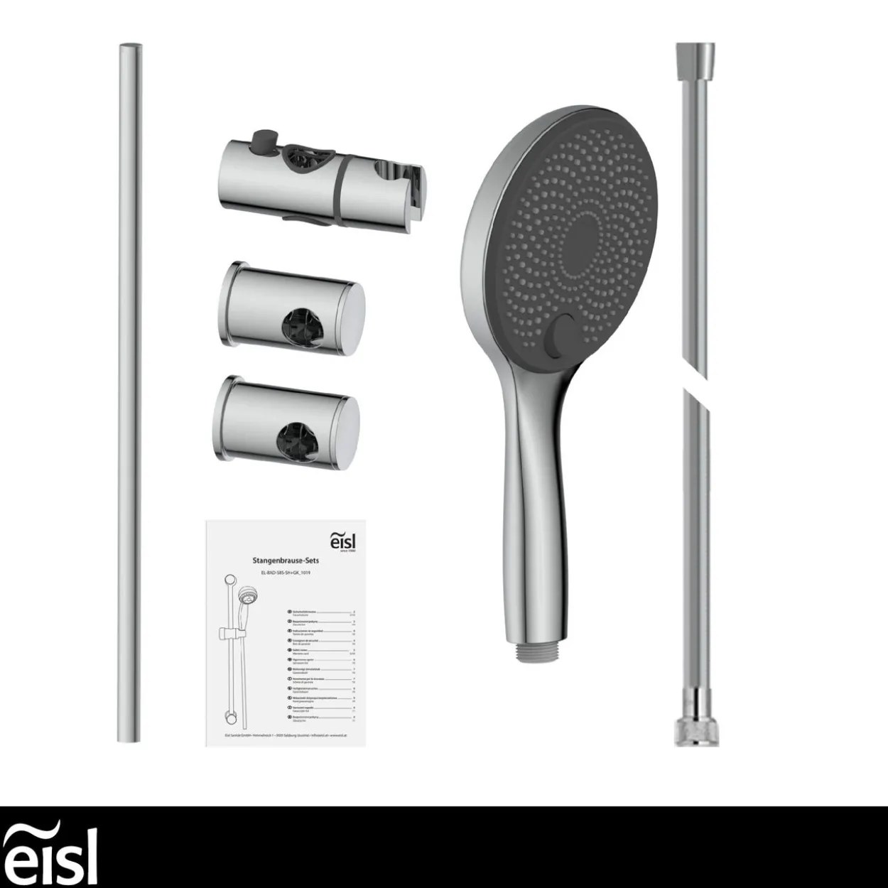 GRANDE VITA Stangenbrauseset, Chrom/Anthrazit