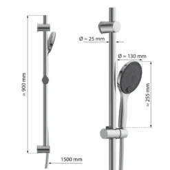 GRANDE VITA Stangenbrauseset, Chrom/Anthrazit