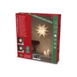 Grauer 3D Papierstern, inkl. Anschlusskabel, an/aus Schalter, Dimmer, 1 ww Diode, 12V, Innen