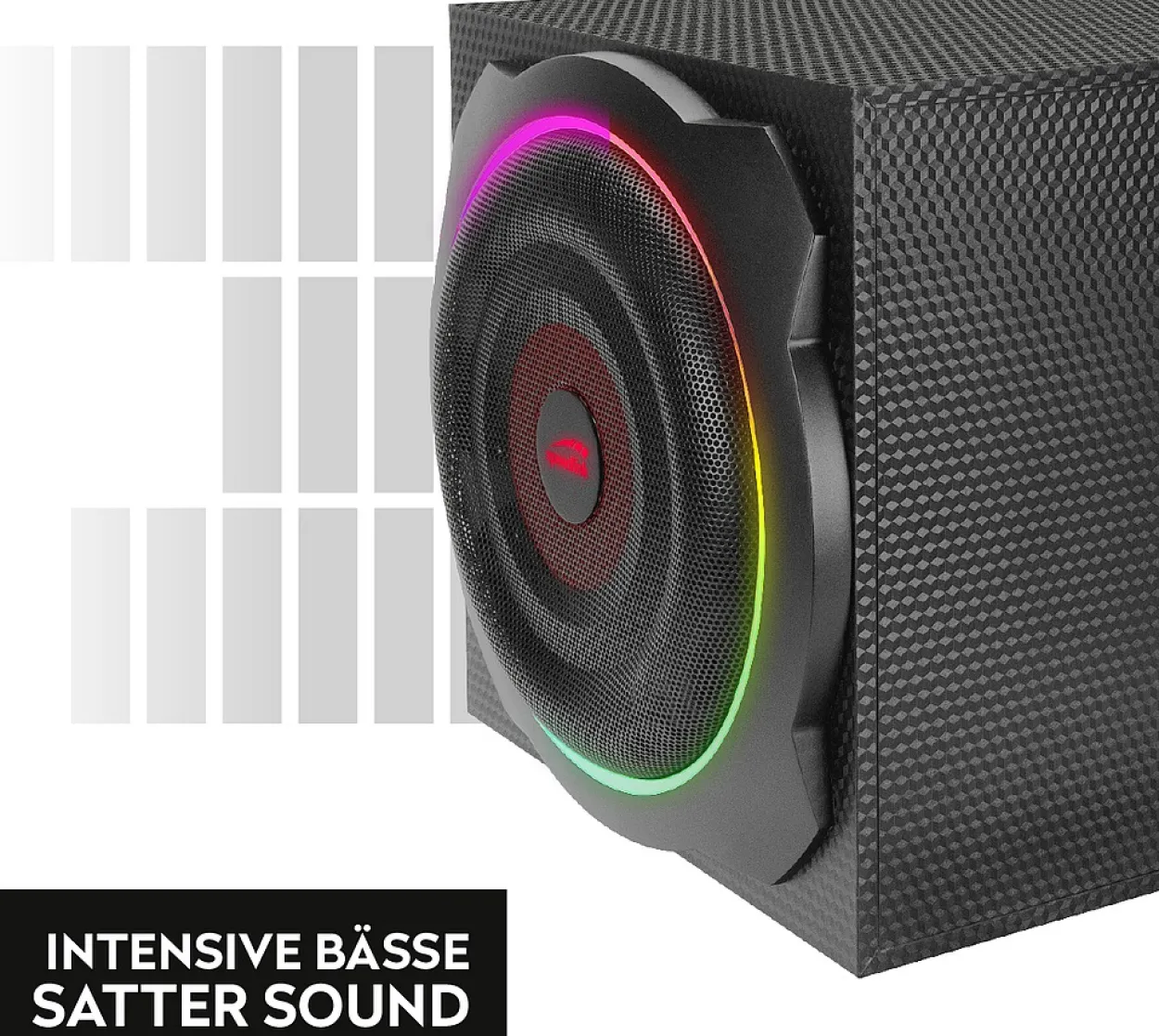 GRAVITY CARBON RGB 2.1 Subwoofer System, black