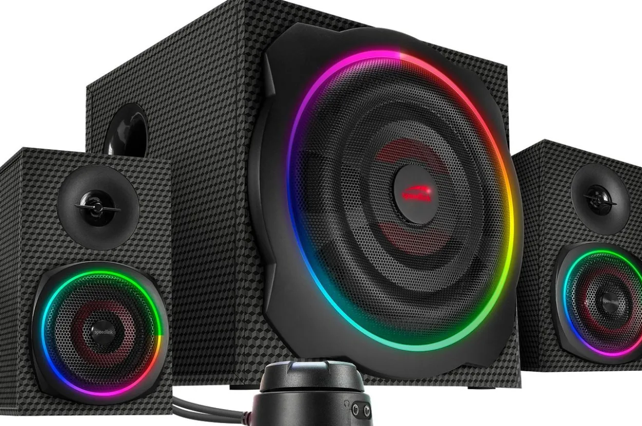 GRAVITY CARBON RGB 2.1 Subwoofer System, black