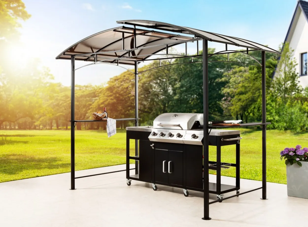 Grillpavillon aus Aluminium, ca. 163 x 243 x 235 cm - Anthrazit