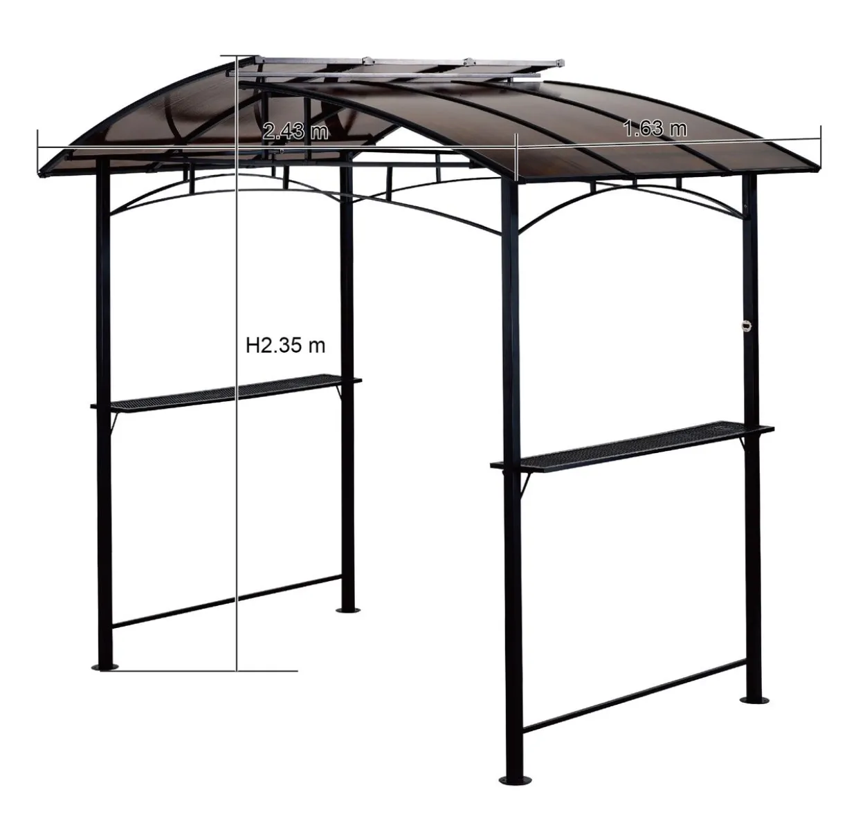 Grillpavillon aus Aluminium, ca. 163 x 243 x 235 cm - Anthrazit
