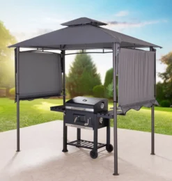 Grillpavillon mit zwei zusätzlichen Markisen, ca. 240 x 150 x 250 cm