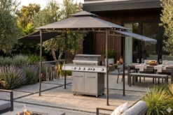 Grillpavillon mit zwei zusätzlichen Markisen, ca. 240 x 150 x 250 cm