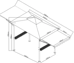 Grillpavillon mit zwei zusätzlichen Markisen, ca. 240 x 150 x 250 cm