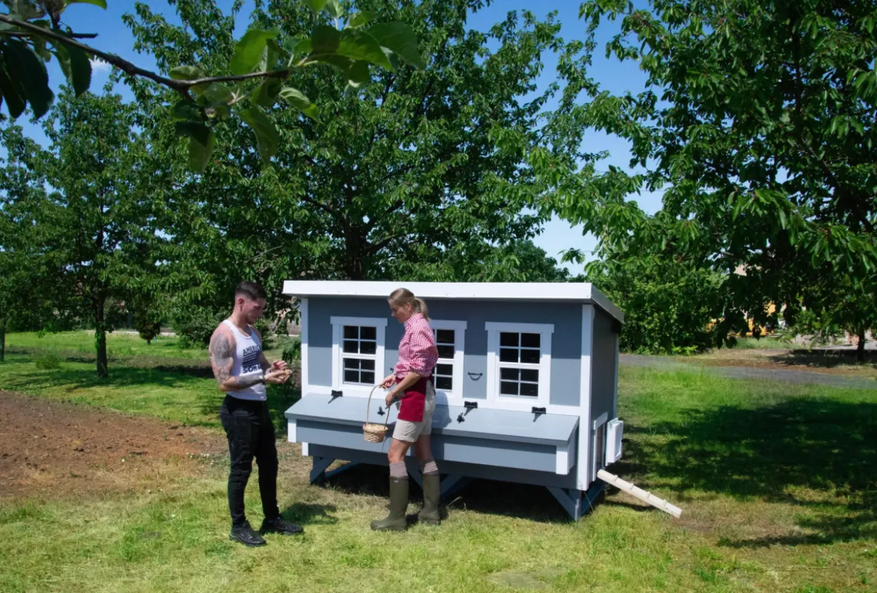 Großer Hühnerstall EZ Chicken Home 2,85m² Grau hergestellt in EU