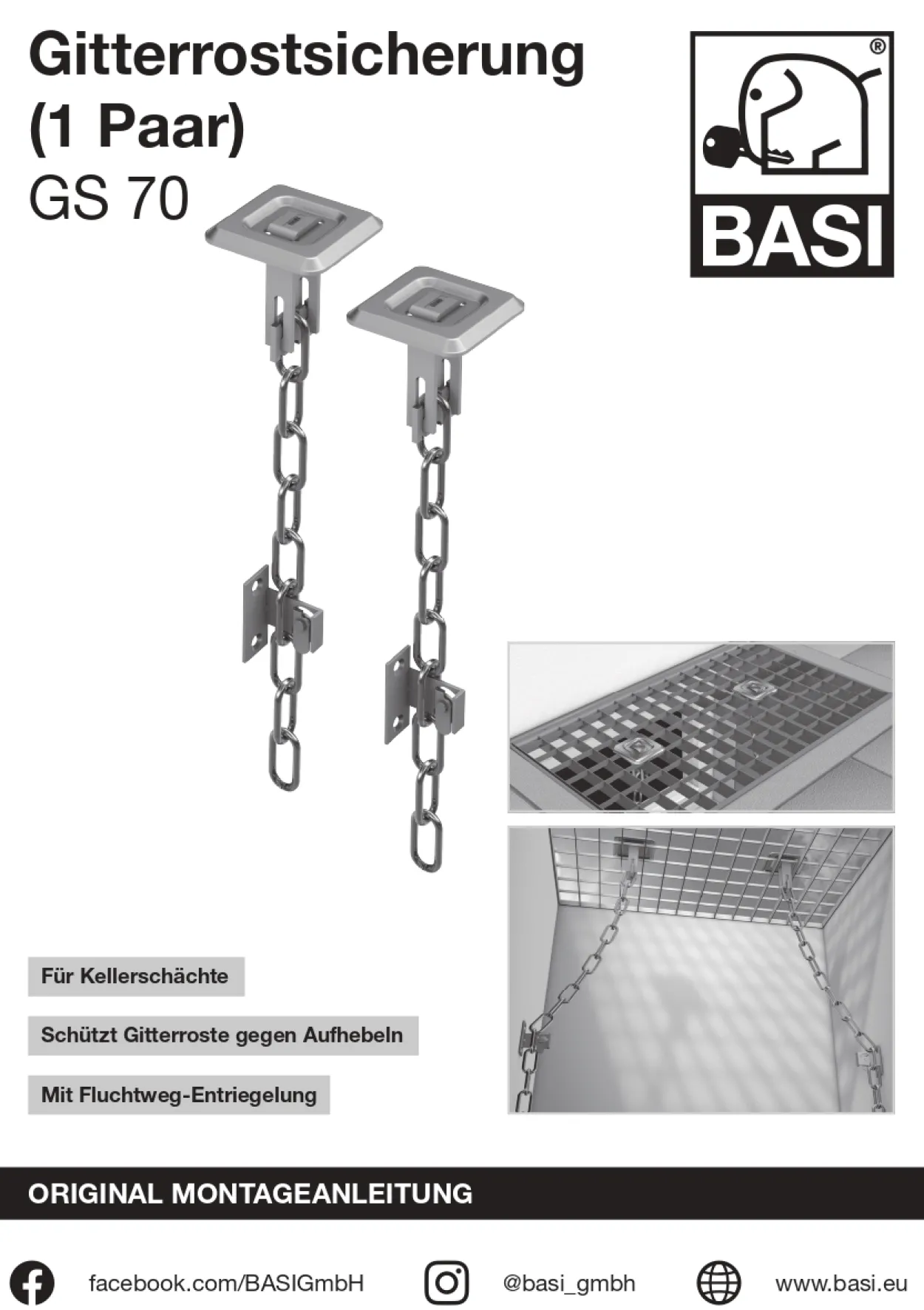 GS70 Gitterrostsicherung mit Kette