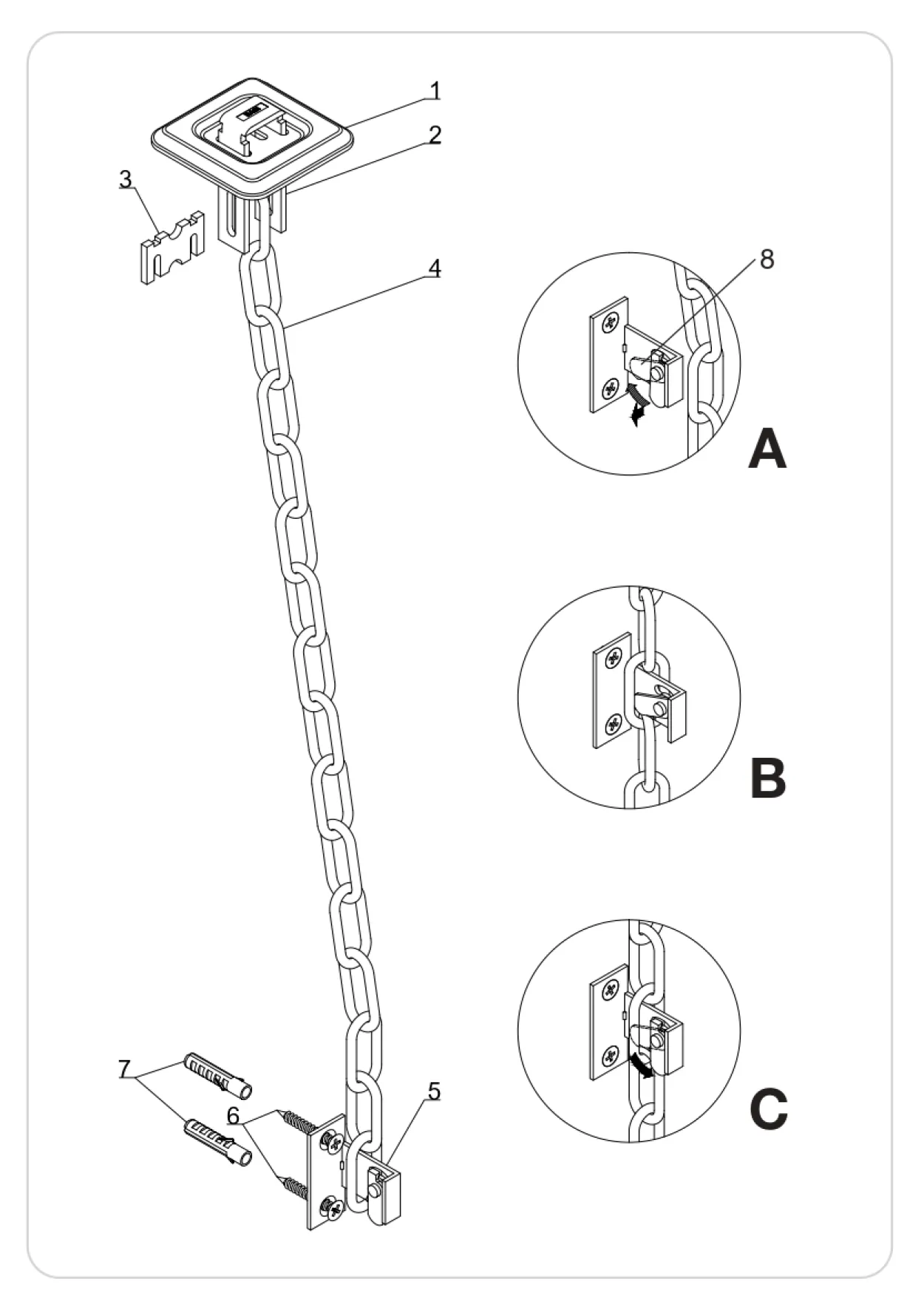 GS70 Gitterrostsicherung mit Kette