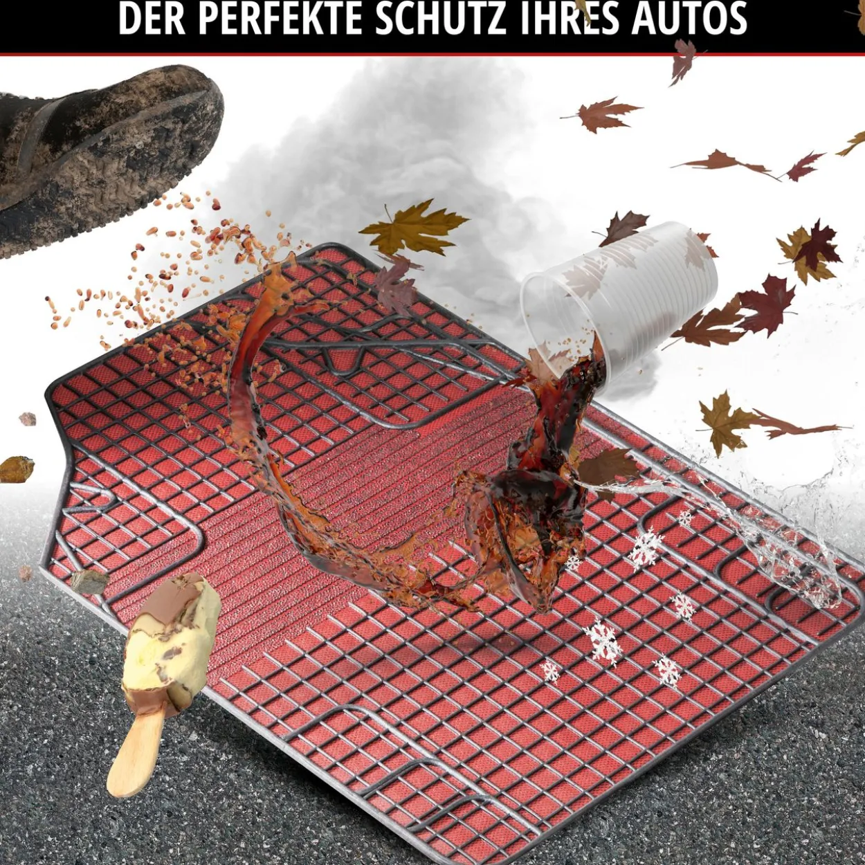 Gummimatte New Style 4 tlg. schwarz-rot