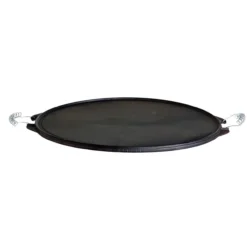 Gusseisen-Grillplatte Light mit Edelstahl-Griffen 38 cm rund schwarz