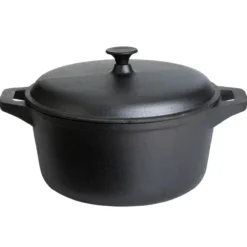 Gusseisen-Topf mit Deckel, rund, schwarz, 27,5 cm, 6,5 l, für alle Herdarten
