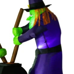 Halloween Deko Aufblasbare Hexen Hexenkessel Figur Luftfigur mit LED 1,8m