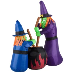 Halloween Deko Aufblasbare Hexen Hexenkessel Figur Luftfigur mit LED 1,8m