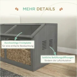 Hamsterkäfig, Kleintierkäfig aus Holz mit Hängebrücke, Leitern, Hütte Obertür