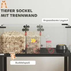 Hamsterkäfig mit Rollen 3 Etagen Nagerkäfig Kleintierkäfig mit Röhrensystem