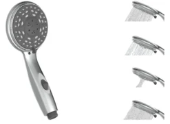 Handbrause AQUA2SAVE, Duschkopf mit 4 Strahlarten, Duschbrause Chrom/Weiß