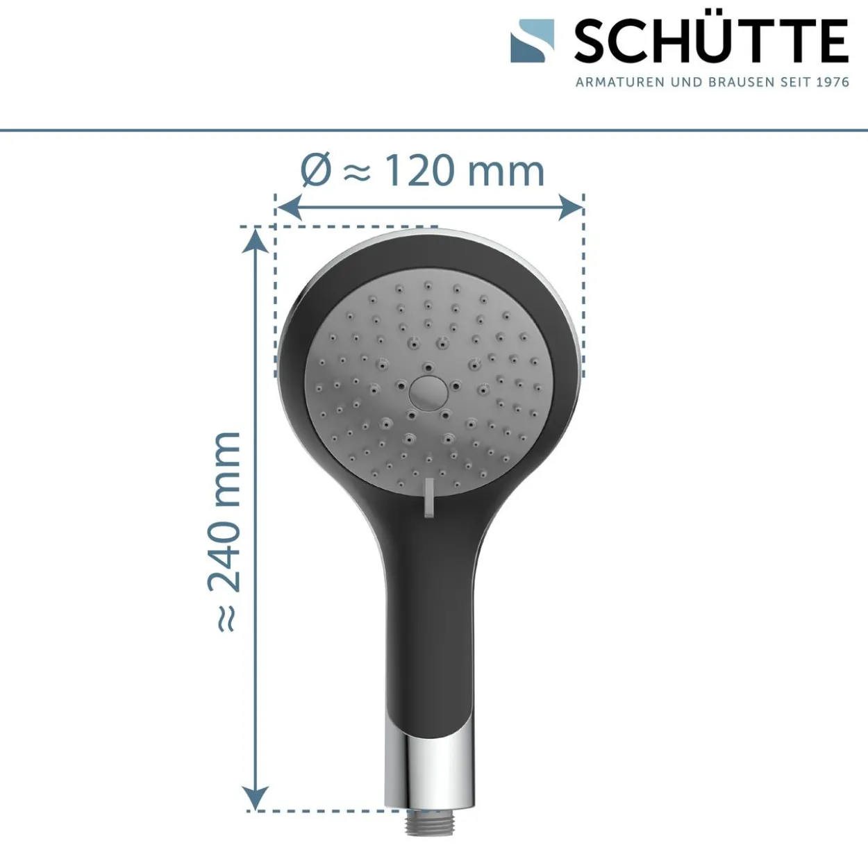 Handbrause BROADWAY, Duschkopf mit 5 Strahlarten in Chrom/Schwarz