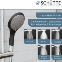 Handbrause BROADWAY, Duschkopf mit 5 Strahlarten in Chrom/Schwarz