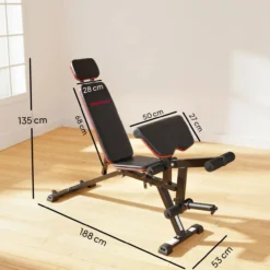 Hantelbank verstellbar bis 300 kg 3 in 1 Trainingsbank mit Rollen Beinstrecker