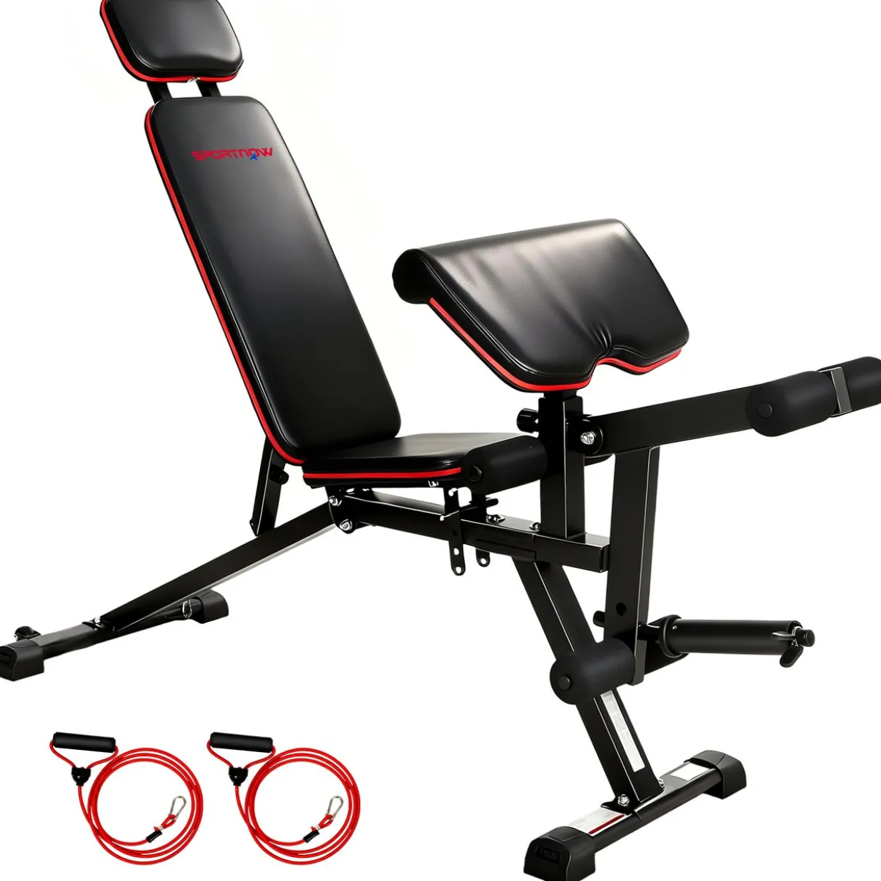 Hantelbank verstellbar bis 300 kg 3 in 1 Trainingsbank mit Rollen Beinstrecker