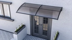 Hauseingang Vordach aus Aluminium Rahmen 100 cm x240 cm transparent (mit mitlere Aluminium Stange)