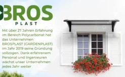 Hauseingang Vordach aus Aluminium Rahmen 100 cm x 240 cm schwarz (mit mitlere Aluminium Stange)