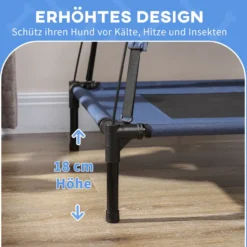 Haustierbett mit Baldachin Erhöhtes Hundebett Hundeliege outdoor Dunkelblau