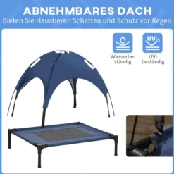 Haustierbett mit Baldachin Erhöhtes Hundebett Hundeliege outdoor Dunkelblau