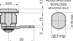Hebelschloss - HS 326 - Verschiedenschließend - für Format - mit Klammer