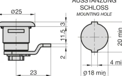 Hebelschloss - HS 327 - Verschiedenschließend - für RENZ ab Bj. 1980 - mit Klammer