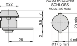 Hebelschloss - HS 331 - Verschiedenschließend - für RENZ ab Bj. 1990 - mit Klammer