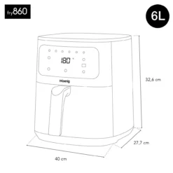 Heißluftfritteuse 6L FRY860, 6 Kochprogramme, Schwarz
