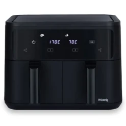Heißluftfritteuse 9L (2x4,5L) FRY900, 8 Kochprogramme, Schwarz