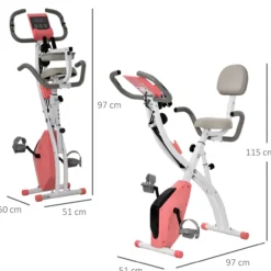 Heimtrainer 2-in-1 Fahrradtrainer LCD-Display klappbarer Hometrainer Trimmrad mit 8 stufig einstellbarem Magnetwiderstand Rosa+Weiß 97x51x115 cm