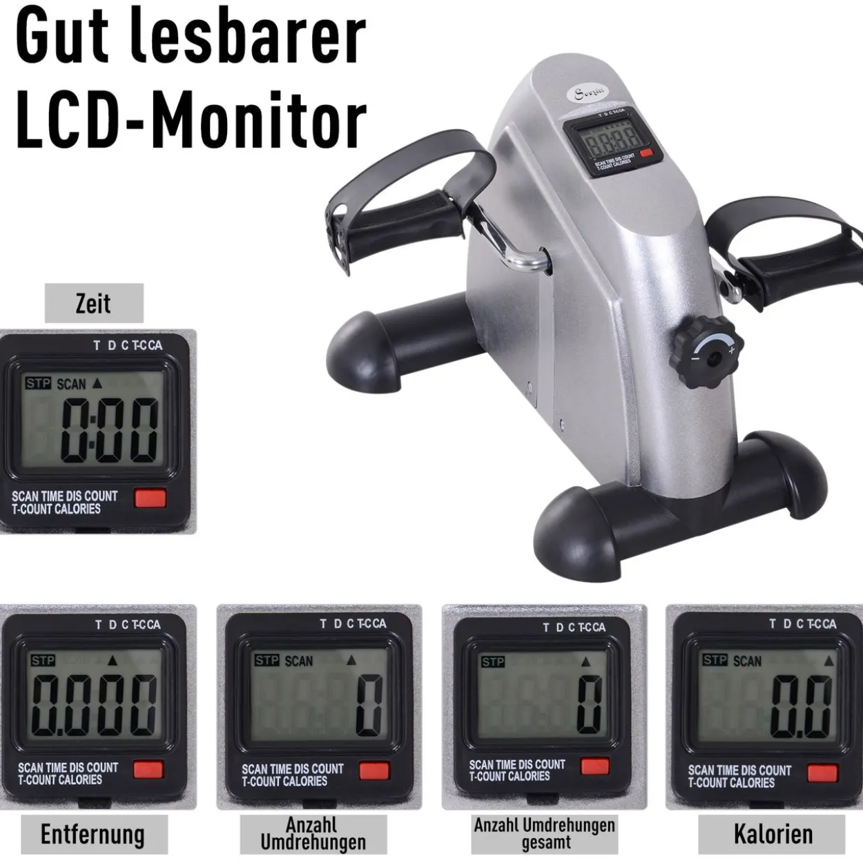 Heimtrainer Mini Bike Pedaltrainer Trainingsrad mit LCD-Display