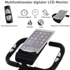 Heimtrainer X-Bike Fahrradtrainer LCD-Display klappbar Schwarz