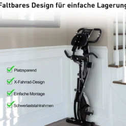 Heimtrainer X-Bike Fahrradtrainer LCD-Display klappbar Schwarz